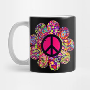 Daisy PEACE SIGN LOVE 60s 70s Tie Dye Hippie Costume Mug